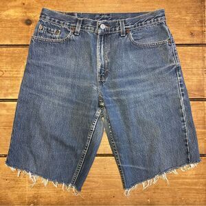 Levi’s Upcycled Vintage 577 Cutoff Long Bermuda Jean Shorts Size 12 Waist 31